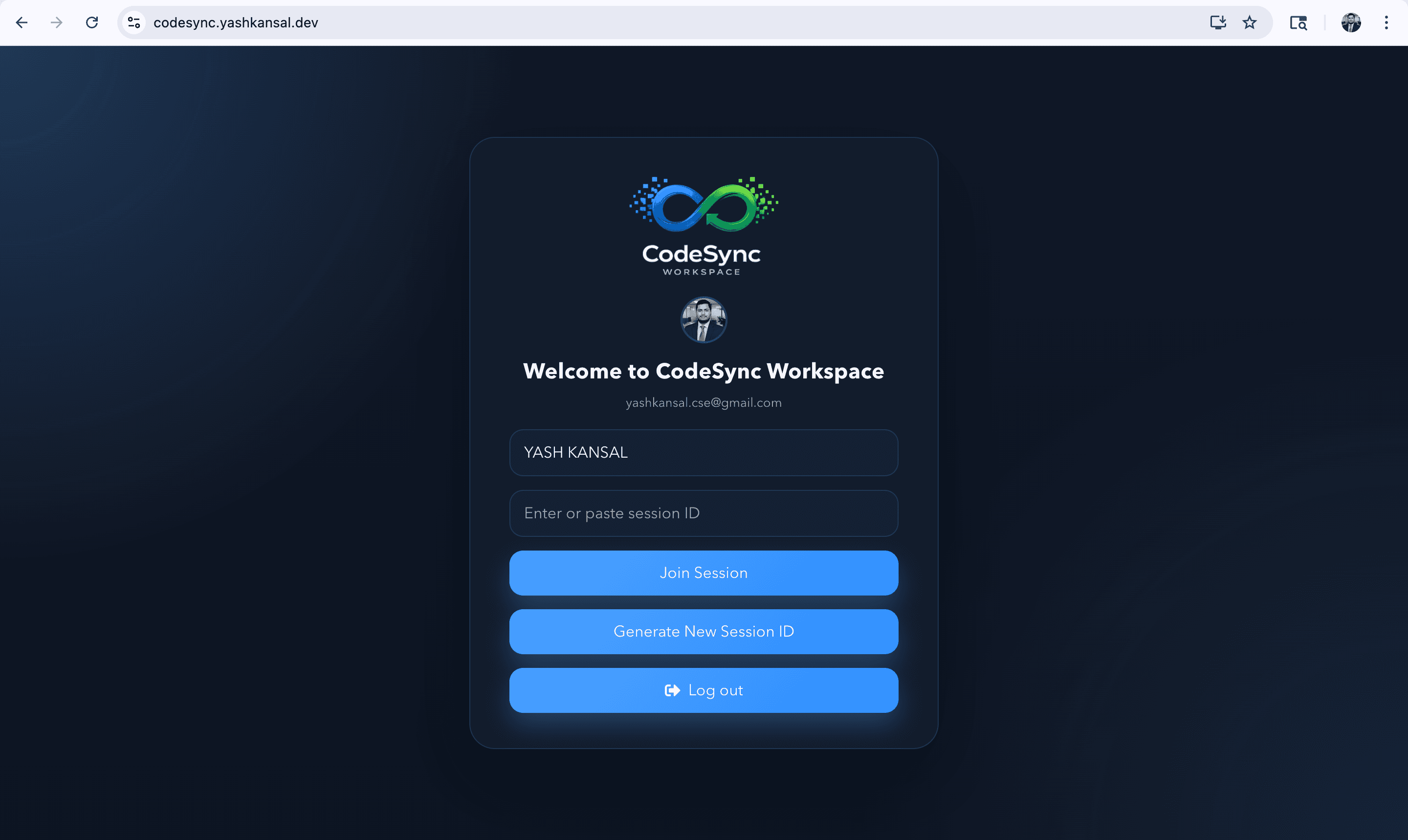CodeSync session join screen