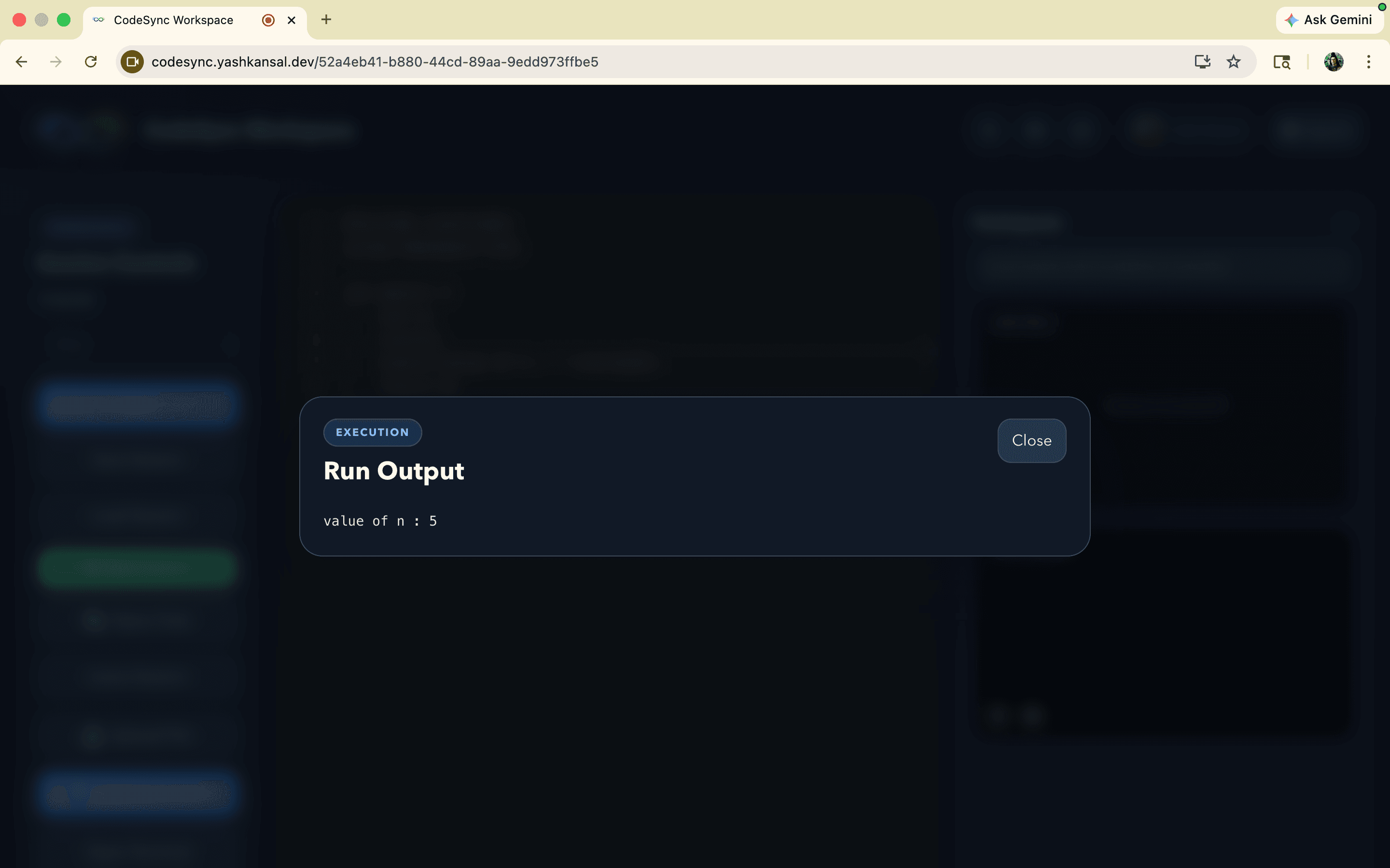 Run output panel